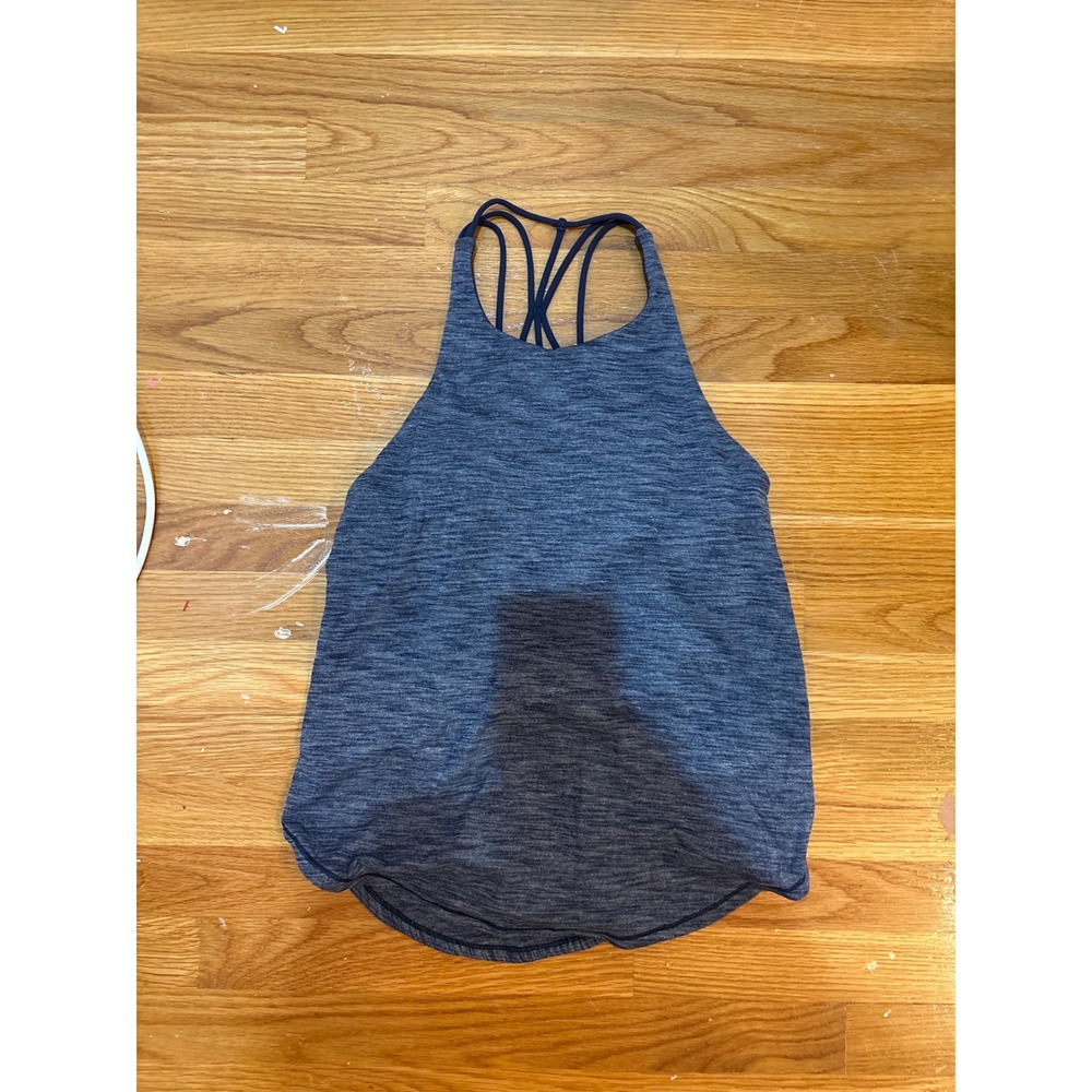 Lululemon Free To Be Serene 2-in-1 Tank Top Heathered Navy Space Dye Strappy 6